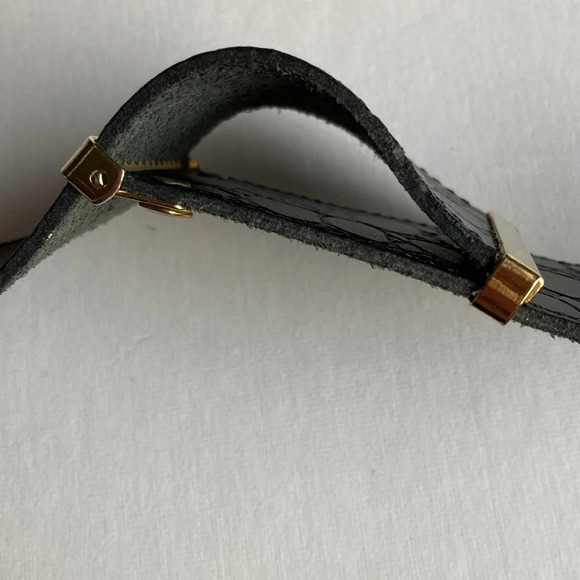Vintage Gail Labelle Black Pebbled Leather Adjustable Belt - Picture 3 of 12